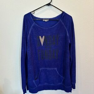 Blue Women's Sweatshirt with 'Sunday Funday' Print